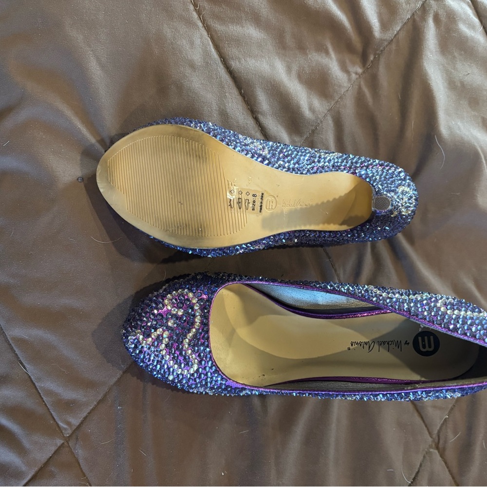 Michael Antonio purple and gold  Glitter Flats